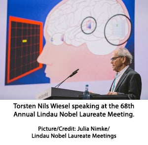 Torsten Nils Wiesel speaking at the 68th Annual Lindau Nobel Laureate Meeting