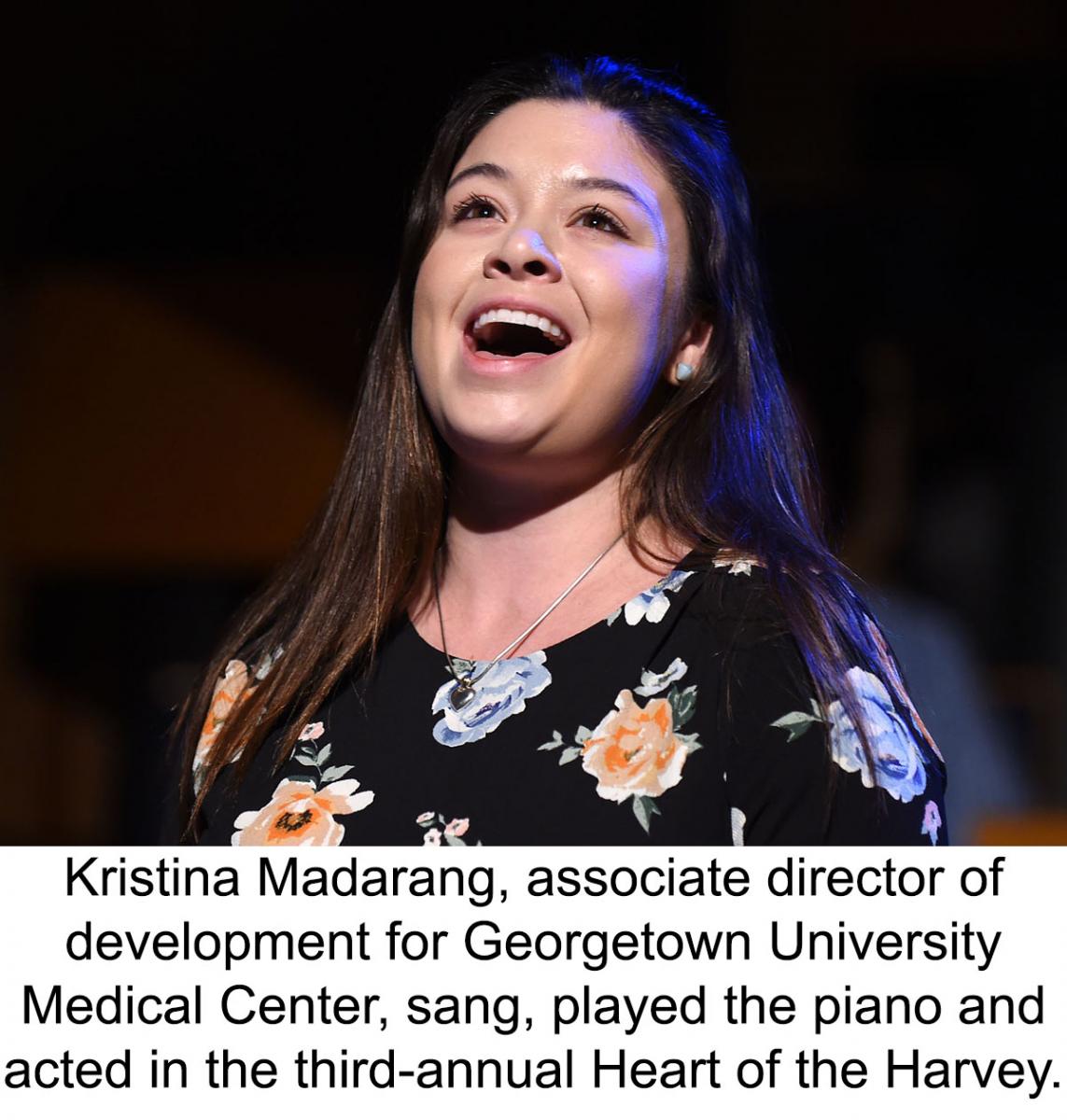 Kristina Madarang sings at the Heart of the Harvey