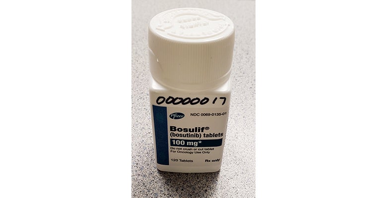 Bottle labeled as Bosulif tablets