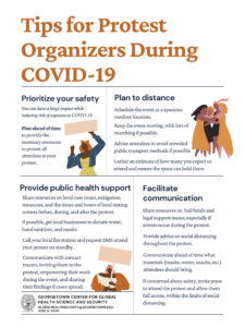 Thumbnail of flier titled "Tips for Protest Organizers During COVID-19"