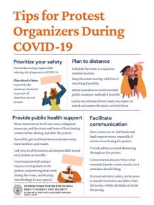 Thumbnail of flier titled "Tips for Protest Organizers During COVID-19"