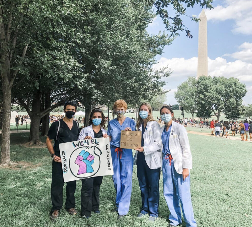 Eileen Moore, MD, with medical students at the March on Washington