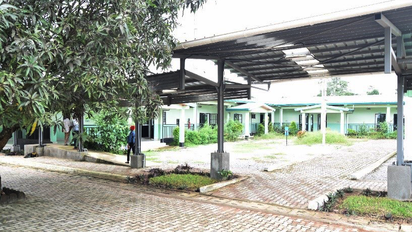 A series of buildings and covered walkways in Guinea, Africa