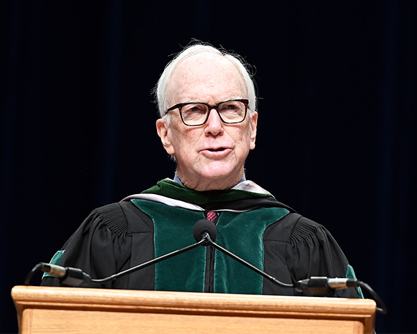 Edward B. Healton, MD, MPH, speaks from a podium