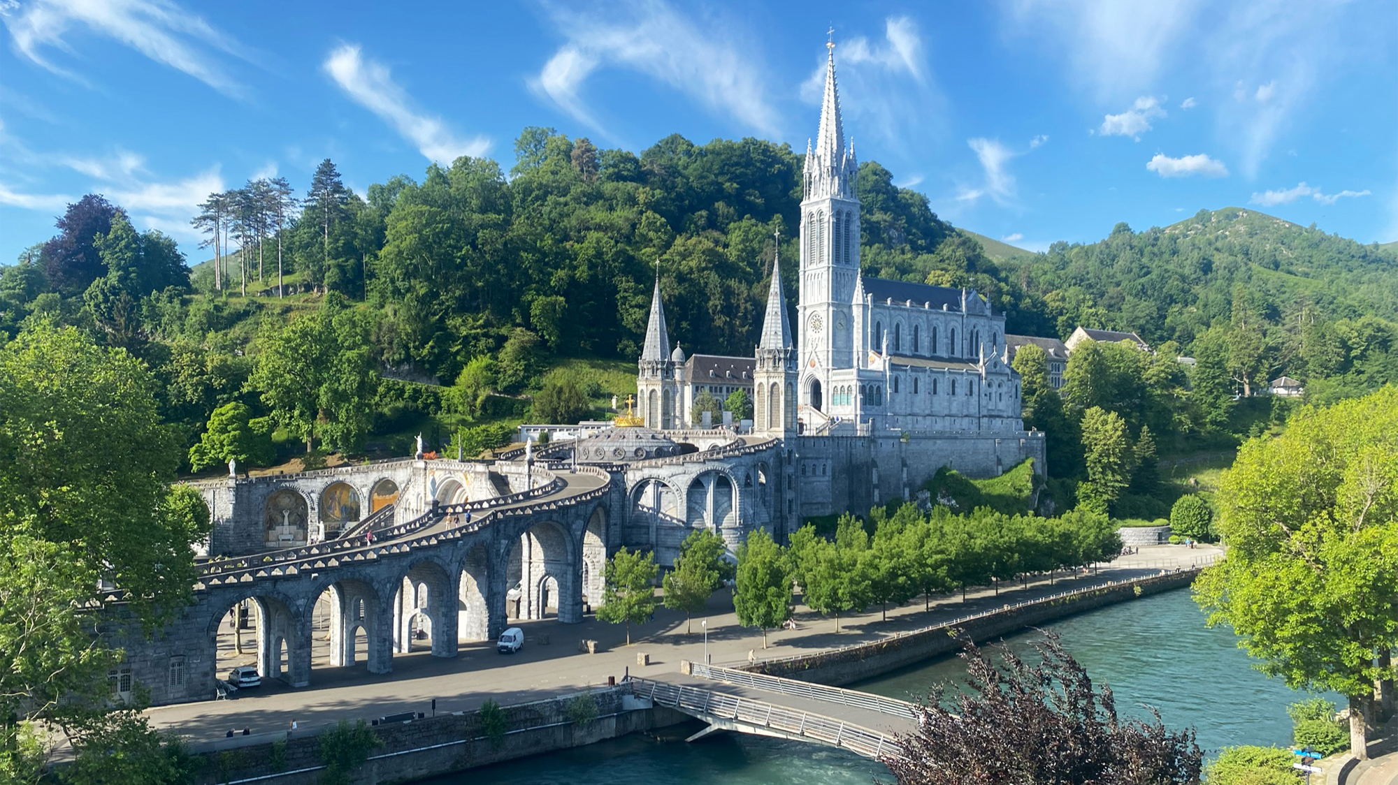 The sanctuary at Lourdes pictured on a sunny day