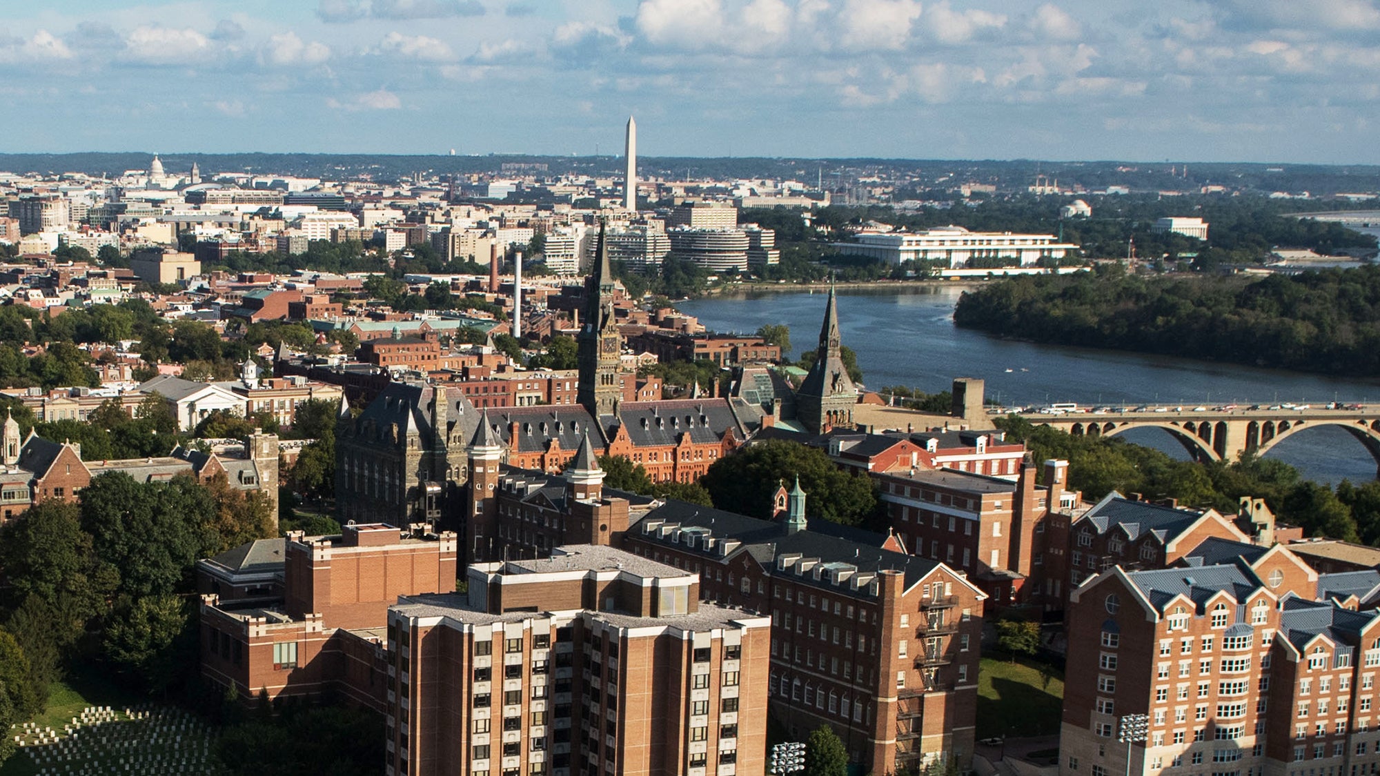 An aerial view of Georgetown's campus