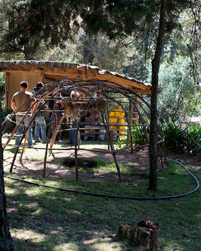 Building an outdoor temazcal with a stick frame