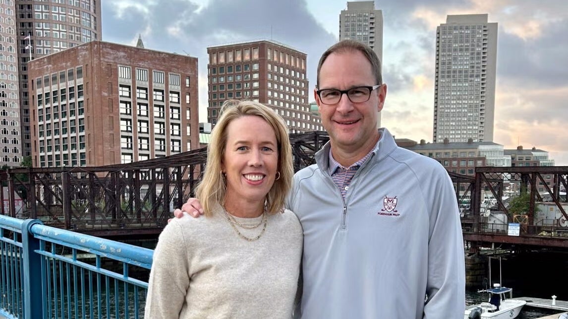 Patty (NHS'93) and Chris (B'93) Mosher (Parents'24) in Boston