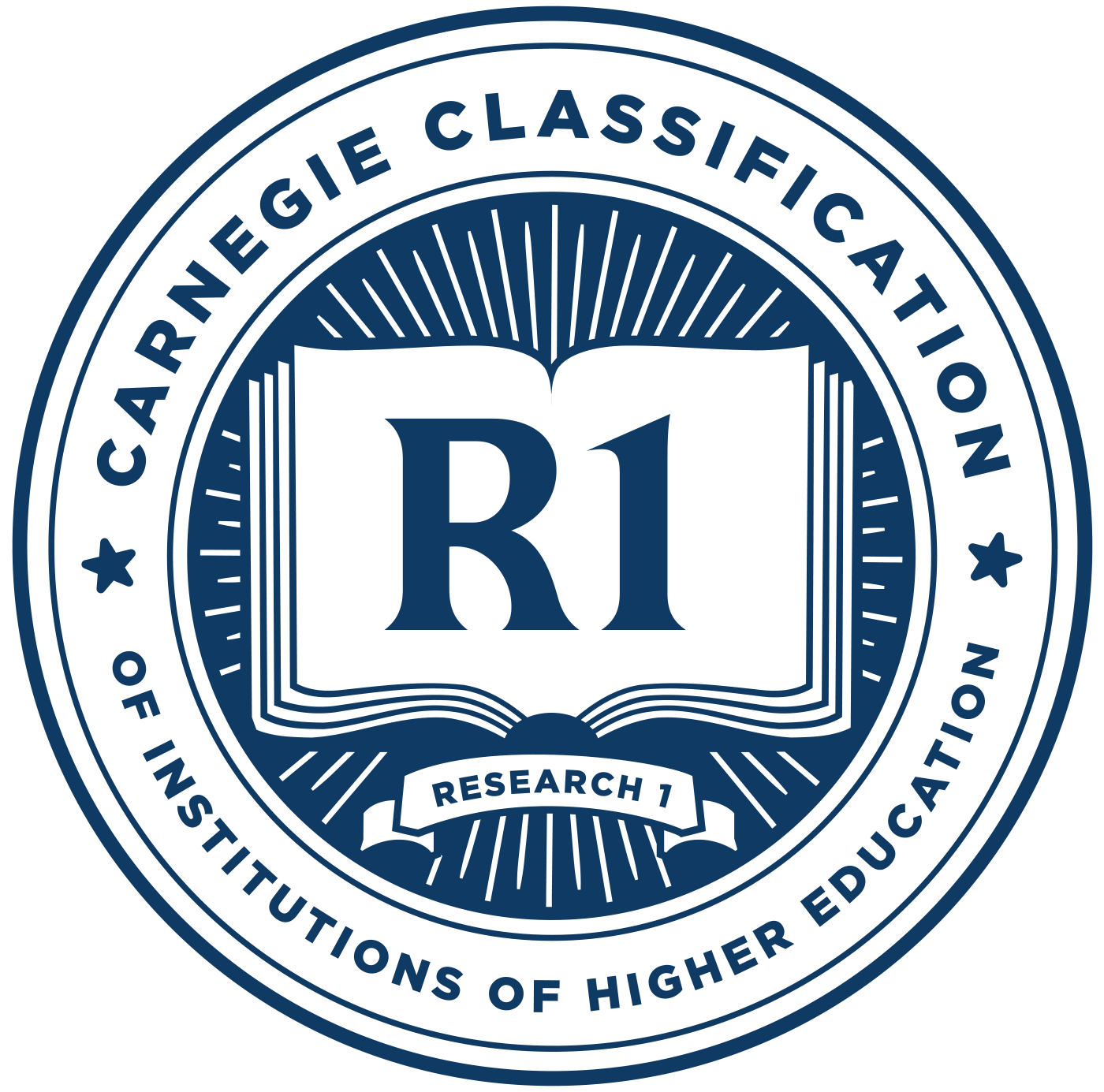 The logo of the Carnegie Classification of Institutions of Higher Education R1 designation