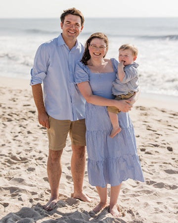 Walters with her husband and son at the beach