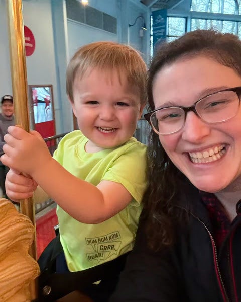 Walters takes a selfie with her son